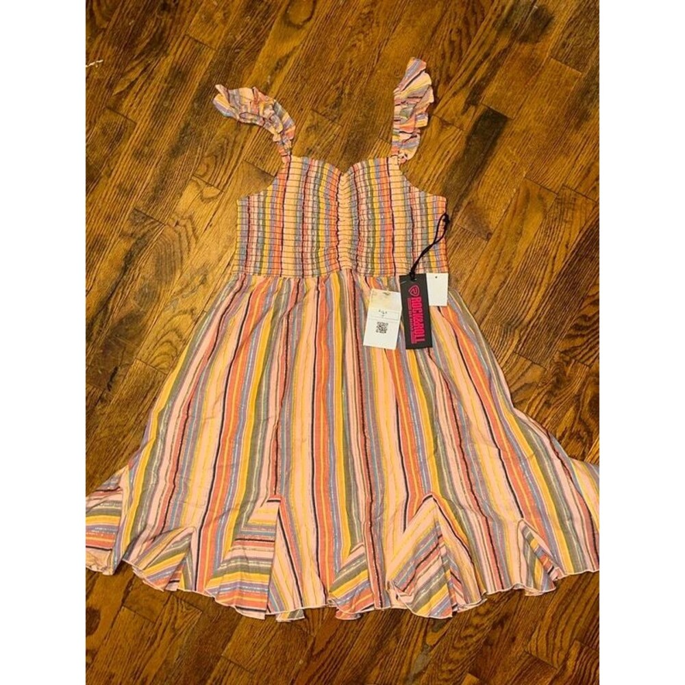 NWT Girls Rainbow Rock & Roll Denim Dress Size Large